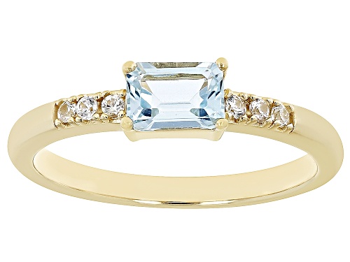 .60ct Glacier Topaz™ with .07ctw White Zircon 18k Yellow Gold Over Silver December Birthstone Ring - Size 8