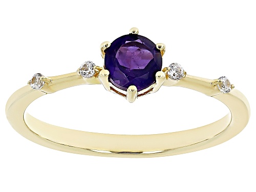 .38ct African Amethyst with .07ctw White Zircon 18k Yellow Gold Over Silver February Birthstone Ring - Size 8