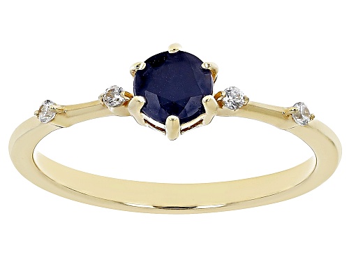 .59ct Blue Sapphire with .07ctw White Zircon 18k Yellow Gold Over Silver September Birthstone Ring - Size 10