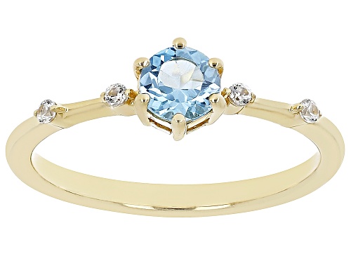 Photo of .51ct Swiss Blue Topaz with .07ctw White Zircon 18k Yellow Gold Over Silver December Birthstone Ring - Size 7