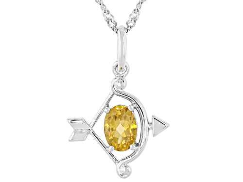 0.64ct Oval Citrine Rhodium Over Sterling Silver Sagittarius Birthstone Pendant With Chain