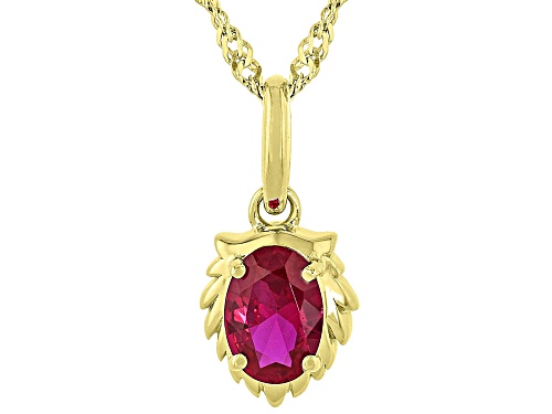 0.78ct Lab Created Ruby 18k Yellow Gold Over Sterling Silver Leo Birthstone Pendant With Chain