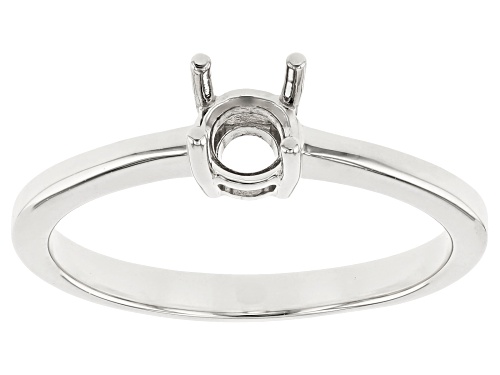 Rhodium Over Sterling Silver 5mm Round Solitaire Semi-Mount Ring