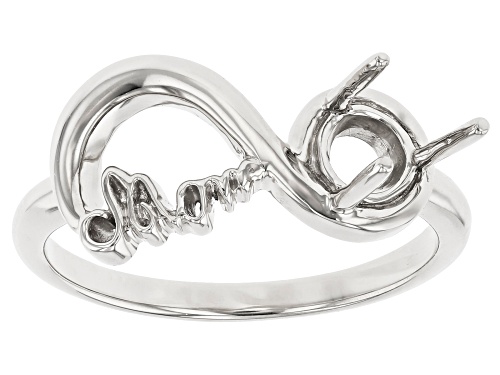 Rhodium Over Sterling Silver 5mm Round Solitaire Semi-Mount Infinity Ring