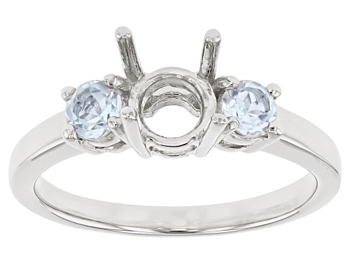 Rhodium Over Sterling Silver 6mm 0.52ctw Round With Round Glacier Topaz™ Semi-Mount Ring