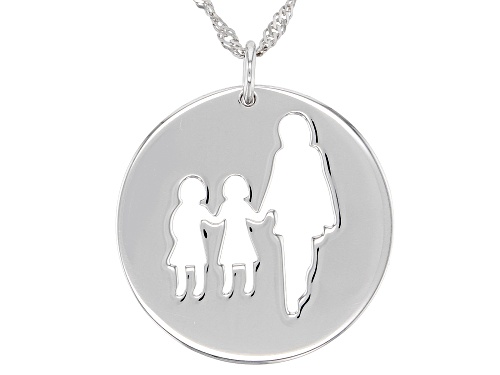Rhodium Over Sterling Silver Family Of Three Pendant With Chain