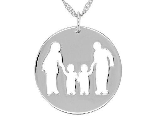 Rhodium Over Sterling Silver Family Of Four Pendant With Chain