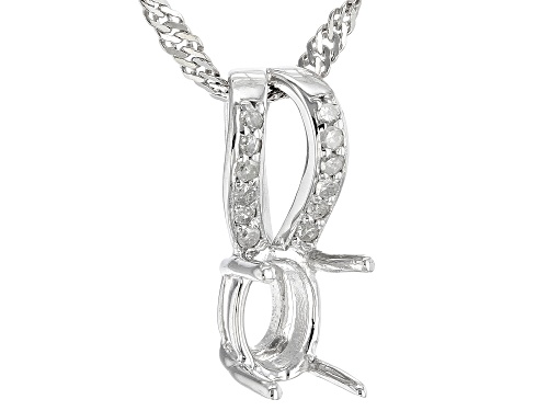 Photo of Rhodium Over Sterling Silver 7x5mm Oval Semi-Mount With White Diamond Pendant With Chain