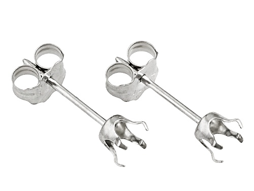 Photo of Gemtite Nostalgia™ 14kt White Gold 4mm Round 4-Prong Earring Castings