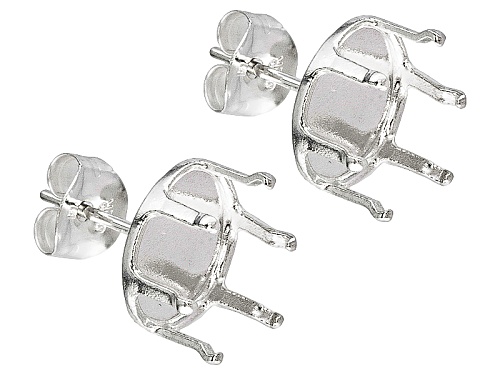 Photo of Gemtite Nostalgia™ 10x8mm Oval 6-Prong Sterling Silver Earring Castings