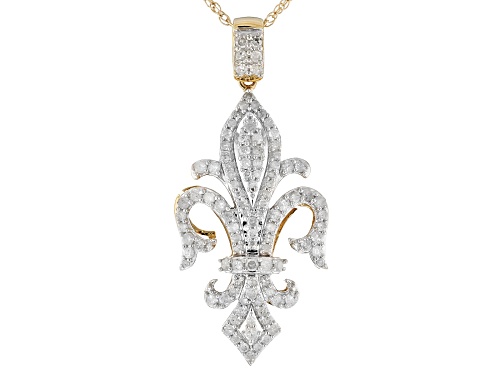 .86ctw Round White Diamond 10k Yellow Gold Pendant with 18inch Rope Chain