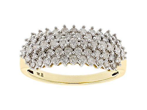 1.00ctw Round White Diamond 10k Yellow Gold Wide Band Ring - Size 6
