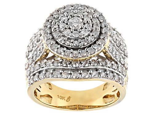 2.00ctw Round and Baguette White Diamond 10k Yellow Gold Ring - Size 8