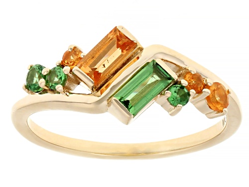0.31ctw Tsavorite With 0.60ctw Spessartite 10k Yellow Gold Ring - Size 7