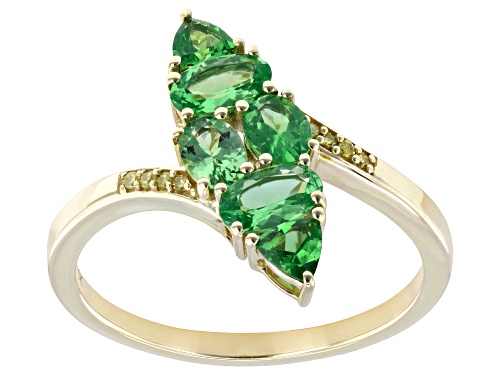 0.99ctw Tsavorite With 0.02ctw Yellow Diamond 10k Yellow Gold Ring - Size 9