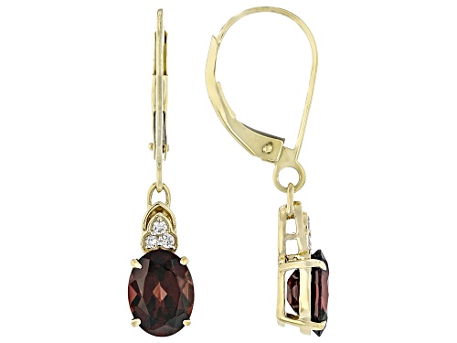 2.72ctw Red Zircon With 0.06ctw White Prazana® Lab Grown Diamonds 10k Yellow Gold Earrings