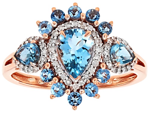 0.96ctw Santa Maria Aquamarine With 0.16ctw White Diamond 10k Rose Gold Ring - Size 8