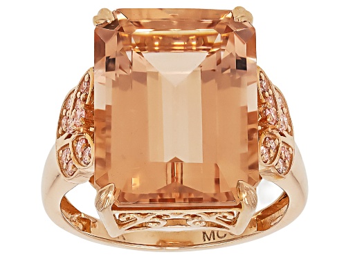 9.89ct Cor De Rosa™ Morganite With .17ctw Prazana® Lab Grown Pink Diamonds 14k Rose Gold Ring - Size 9