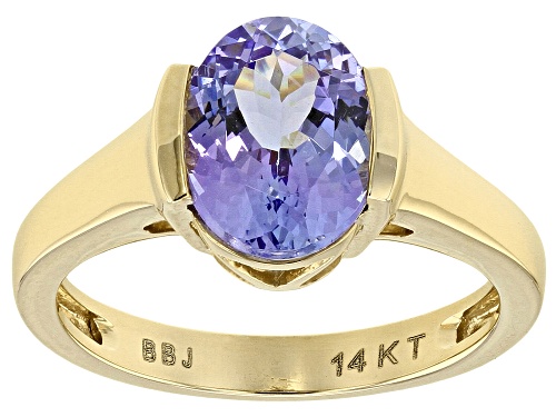 Photo of 2.75ct Tanzanite Solitaire 14k Yellow Gold Ring - Size 7