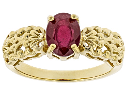 Photo of 1.45ct Oval Mahaleo® Ruby 18k Yellow Gold Over Sterling Silver Solitaire Ring - Size 7