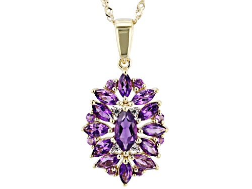 Photo of 2.06ctw African Amethyst And 0.02ctw White Zircon 18k Yellow Gold Over Silver Pendant With Chain