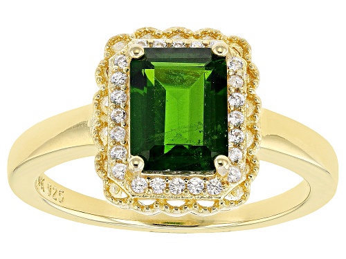 1.23ct Chrome Diopside And 0.18ctw White Zircon 18k Yellow Gold Over Sterling Silver Ring - Size 8
