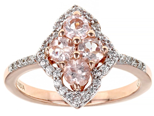 0.58ctw Morganite With 0.30ctw White Zircon 18K Rose Gold Over Sterling Silver Ring - Size 9
