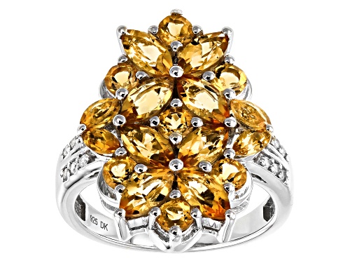 Photo of 2.51ctw Mixed Shape Golden Citrine With 0.17ctw White Zircon Rhodium Over Sterling Silver Ring - Size 7