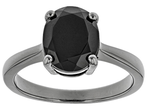Photo of 2.55ct Oval Black Spinel, Black Rhodium Over Sterling Silver Solitaire Ring - Size 8