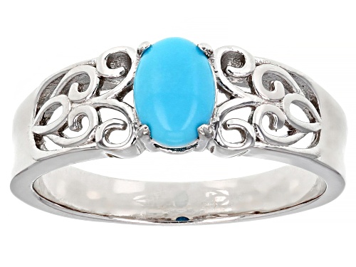 Photo of 7x5mm Sleeping Beauty Turquoise Rhodium Over Sterling Silver Solitaire Ring - Size 9