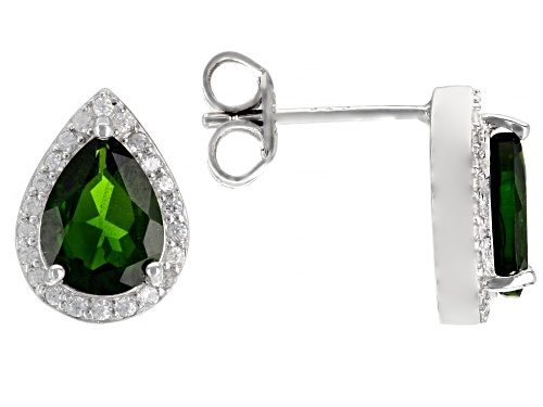 Photo of 2.13ctw Chrome Diopside with .17ctw White Zircon Platinum Over Sterling Silver Earrings