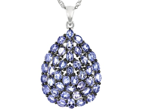 Photo of 6.78ctw Oval Tanzanite Rhodium Over Sterling Silver Pendant With Chain