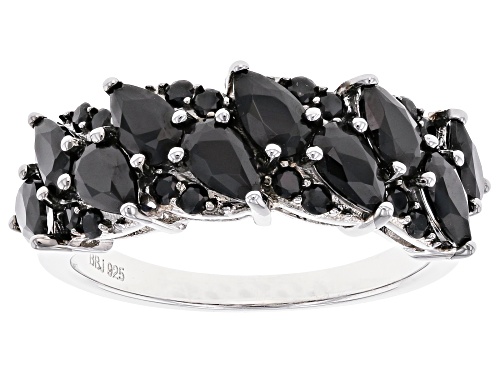 Photo of 2.41ctw Pear-Shaped And Round Black Spinel Rhodium Over Sterling Silver Ring. - Size 7