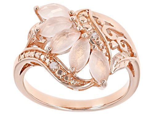 0.89ctw Marquise Rose Quartz With 0.01ctw White Diamond Accent 18k Rose Gold Over Silver Ring - Size 8