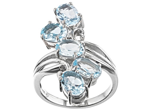 Photo of 4.03ctw Oval Glacier Topaz™ Rhodium Over Sterling Silver Ring - Size 7