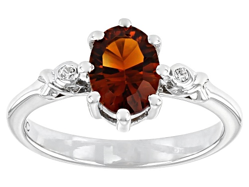 Photo of 0.93ct Oval Madeira Citrine With 0.03ctw Round Zircon Rhodium Over Sterling Silver Ring - Size 8