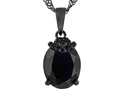 Photo of 2.55ct Oval And 0.05ctw Round Black Spinel ,Black Rhodium Over Sterling Silver Pendant With Chain