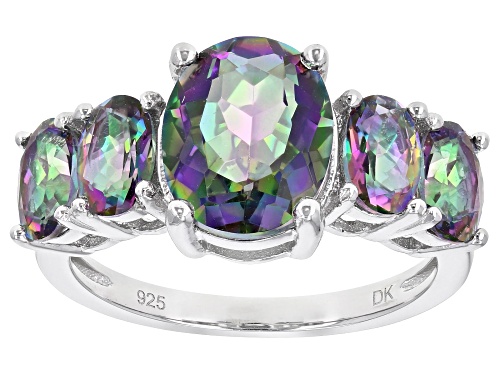 Photo of 3.59ctw Oval Multi-Color Quartz Rhodium Over Sterling Silver 5-Stone Ring - Size 7