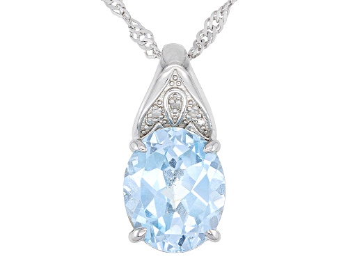 Photo of 3.60ct Glacier Topaz(TM) and 0.01ctw White Diamond Rhodium Over Sterling Silver Pendant With Chain