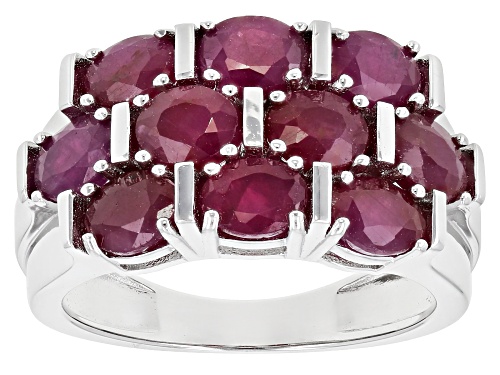 Photo of 3.83ctw Oval Mahaleo® Ruby Rhodium Over Sterling Silver Ring - Size 8