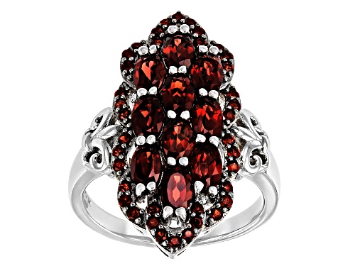 Photo of 2.81ctw Oval And 0.44ctw Round Vermelho Garnet(TM) Rhodium Over Sterling Silver Ring - Size 10