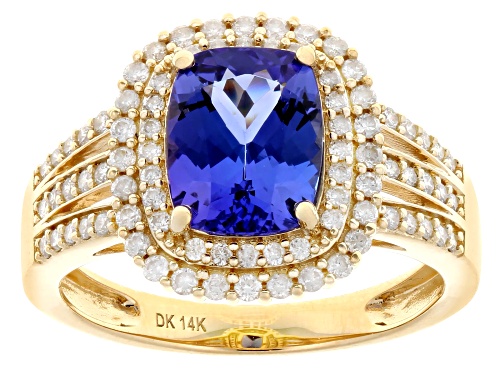 1.68ct Tanzanite With 0.42ctw White Diamond 14k Yellow Gold Ring - Size 8