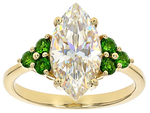 3.80ct Strontium Titanate With 0.40ctw Chrome Diopside 10k Yellow Gold Ring - Size 7