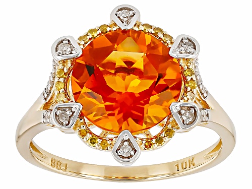 3.10ct Madeira Citrine With 0.09ctw White And 0.09ctw Yellow Diamond 10k Yellow Gold Ring - Size 7