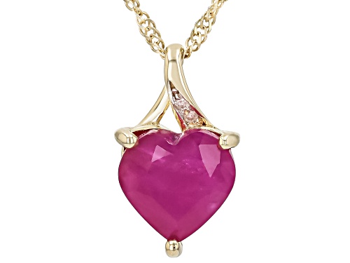 1.27ct John Saul Ruby With 0.02ctw White Diamond 10k Yellow Gold Pendant With Chain
