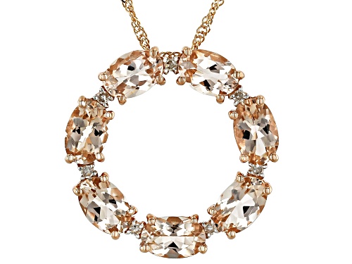2.75ctw Morganite With 0.05ctw White Diamond 14k Rose Gold Pendant With Chain