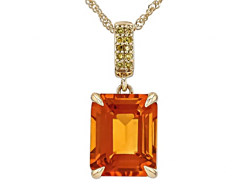 2.97ct Maderia Citrine With 0.04ctw Yellow Diamond 10k Yellow Gold Pendant With Chain