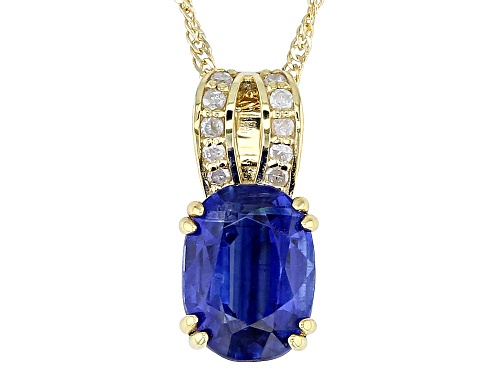 1.40ct Kyanite And 0.05ctw White Diamond 10k Yellow Gold Pendant With Chain
