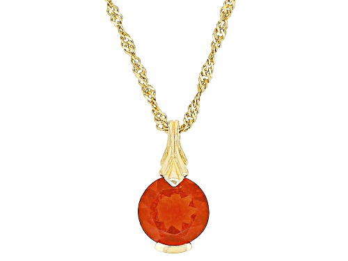 0.46ct Mexican Fire Opal 10k Yellow Gold Pendant With Chain