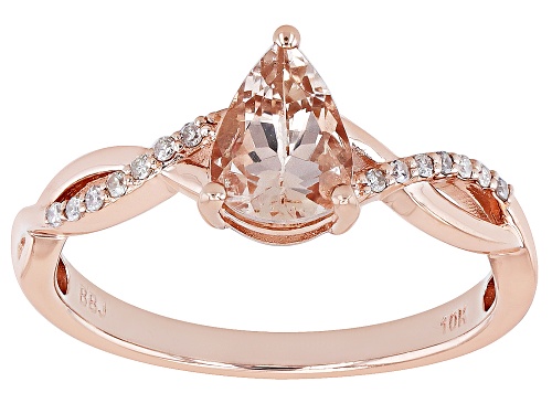 0.75ct Cor-De-Rosa Morganite (TM) And 0.07ctw White Diamond 10k Rose Gold Ring - Size 8